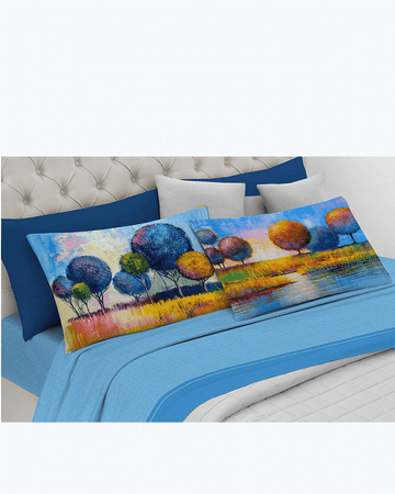 Set Lenzuola Letto Matrimoniale Made in Italy - Alberi Dipinti Bosco Dipinto 2 Piazze